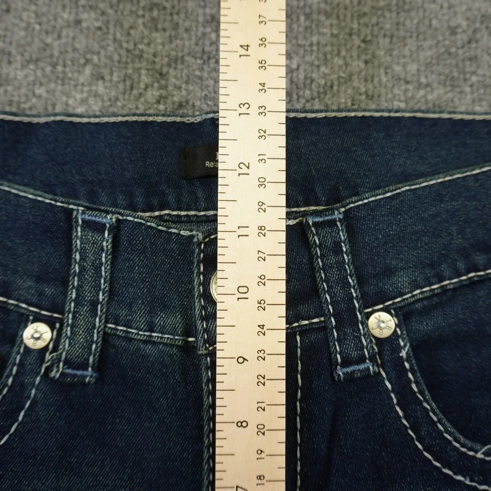NEW True Religion Rocco Big T Flap Jeans Mens 33x32 Blue Dark Wash Skinny